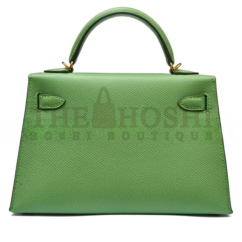 H**me5 VERT CRIQUET EPSOM MINI KELLY II GOLD HARDWARE (19*12*5.5cm) Master Quality